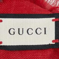 مملوكة مسبقًا Gucci Red/Beige GG Supreme Apple Print Modal & Silk Shawl