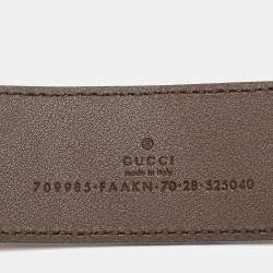 Gucci Beige GG Supreme Canvas Stripe Double G Buckle Belt 70CM