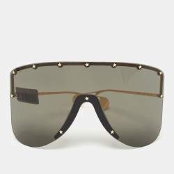 Gucci Black/Gold GG0541S Studded Mask Shield Sunglasses