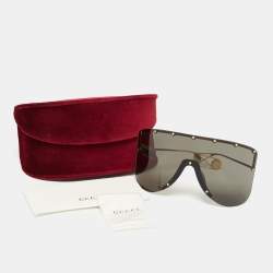 Gucci Black/Gold GG0541S Studded Mask Shield Sunglasses