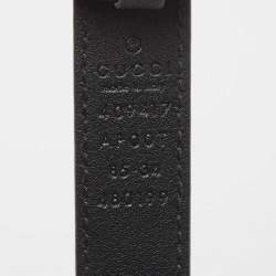 Pre Owned Gucci Black Leather Double G Buckle Slim Belt 85 CM