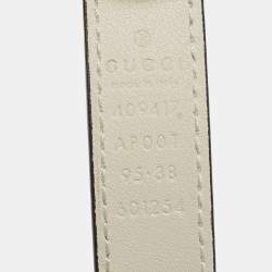 Pre Owned Gucci Cream Leather GG Marmont Buckle Slim Belt 95CM