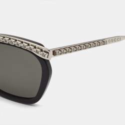 Gucci Black/Silver GG0617S GG Crystals Cat Eye Sunglasses