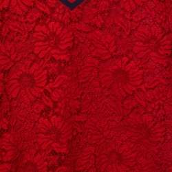 Gucci Red Lace & Knit Contrast Trimmed Sweatshirt XL
