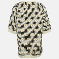 Gucci Off White/Black GG Lurex Jacquard Wool Crewneck Sweater XS