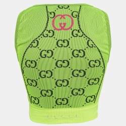 Pre Owned Gucci GG Stretch Rib Knit Crop Tank Top S