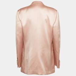 Pre Owned Gucci Pink Satin Silk Double-Breasted Blazer L