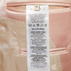 Pre Owned Gucci Pink Satin Silk Double-Breasted Blazer L