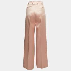 Pre Owned Gucci Pink Satin Pleated Straight Trousers M