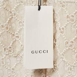 Pre Owned Gucci Beige Macrame Lace Sheer Shirt M
