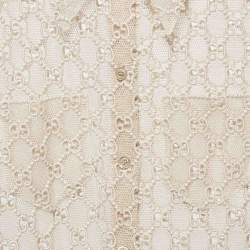 Pre Owned Gucci Beige Macrame Lace Sheer Shirt M