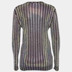 Pre Owned Gucci Black Stretch Knit Rhinestones Detail Sweater M