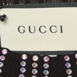 Pre Owned Gucci Black Stretch Knit Rhinestones Detail Sweater M