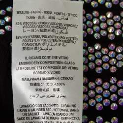Pre Owned Gucci Black Stretch Knit Rhinestones Detail Sweater M