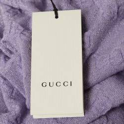 Pre Owned Gucci Light Purple GG Monogram Lurex Knit Sweatpants M
