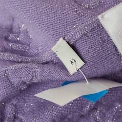 Pre Owned Gucci Light Purple GG Monogram Lurex Knit Sweatpants M