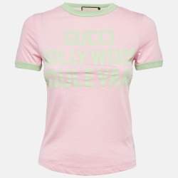 Gucci Sugar Pink Printed Cotton Knit T-Shirt XXS