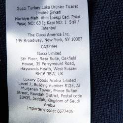 Pre Owned Gucci Navy Blue Wool Knit Horsebit Detail Mini Dress S