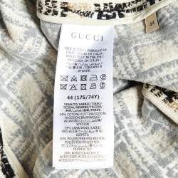 Pre Owned Gucci Beige/Black G Check Tweed Midi Skirt M