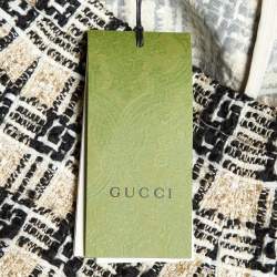 Pre Owned Gucci Beige/Black G Check Tweed Midi Skirt M
