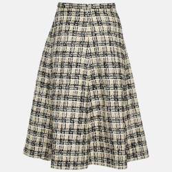 Pre Owned Gucci Beige/Black G Check Tweed Midi Skirt M