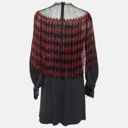 Gucci Black Crepe Diamond Bead Fringed Mini Dress M