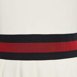 Gucci Off-White Gabardine Waist Detail Pleated Short Dress S