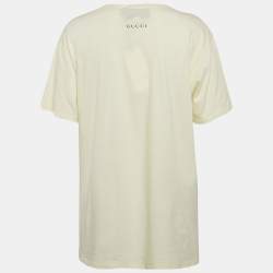 Gucci Cream Tiger Print and Sequined Cotton Oversize T-Shirt S