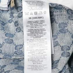 Gucci Blue GG Jacquard Denim Pleated Shorts S