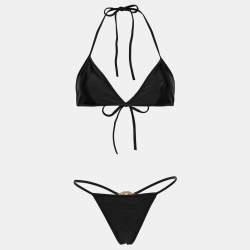 Gucci Black Jersey Interlocking G Bikini L