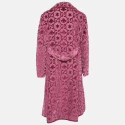 Gucci Dark Amarant Bee Stars Velvet Martingale Coat M