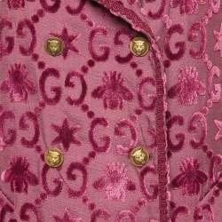 Gucci Dark Amarant Bee Stars Velvet Martingale Coat M