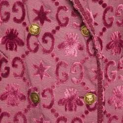 Gucci Dark Amarant Bee Stars Velvet Martingale Coat M