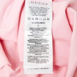 Pre Owned Gucci x Adidas Pink Logo Print Cotton Crop T-Shirt L