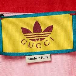 Pre Owned Gucci x Adidas Pink Logo Print Cotton Crop T-Shirt L