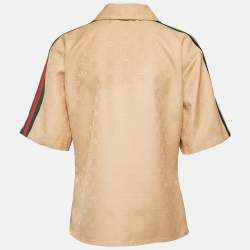 Gucci x Adidas Brown GG and Trefoil Jacquard Button-Up Shirt M