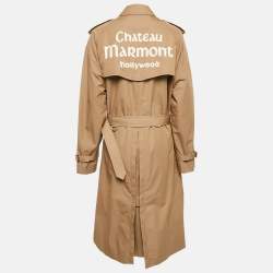 Gucci Brown Gabardine Cotton Blend Double Breasted Trench Coat L