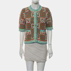 Gucci Multicolor Cotton, Polyamide Maxi Gg Knit Cardigan S