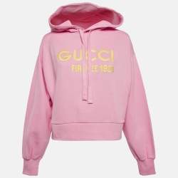 Gucci Pink Embroidered Cotton Sweatshirt Hoodie XS