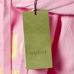 Gucci Pink Embroidered Cotton Sweatshirt Hoodie XS