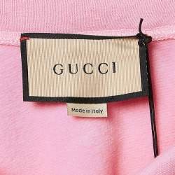 Gucci Pink Embroidered Cotton Sweatshirt Hoodie XS