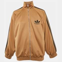 Gucci X Adidas Camel Brown Jersey Zip-Up Sweatshirt Jacket S