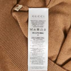 Pre Owned Gucci Brown Cashmere Rib Knit Full Sleeve Pullover XS
