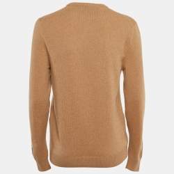 Pre Owned Gucci Brown Cashmere Rib Knit Full Sleeve Pullover XS