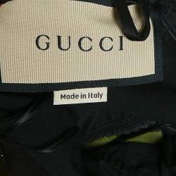Gucci Metallic Gold Satin Silk and Lame Plisse Harness Detail Gown L