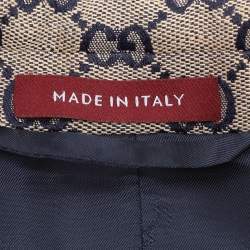 Gucci Beige/Blue GG Linen Blend Blazer M