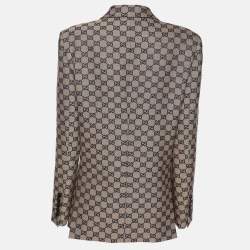 Gucci Beige/Blue GG Linen Blend Blazer M