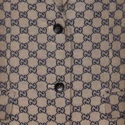 Gucci Beige/Blue GG Linen Blend Blazer M