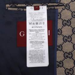 Gucci Beige/Blue GG Linen Blend Blazer M
