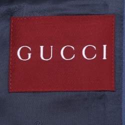 Gucci Beige/Blue GG Linen Blend Blazer M